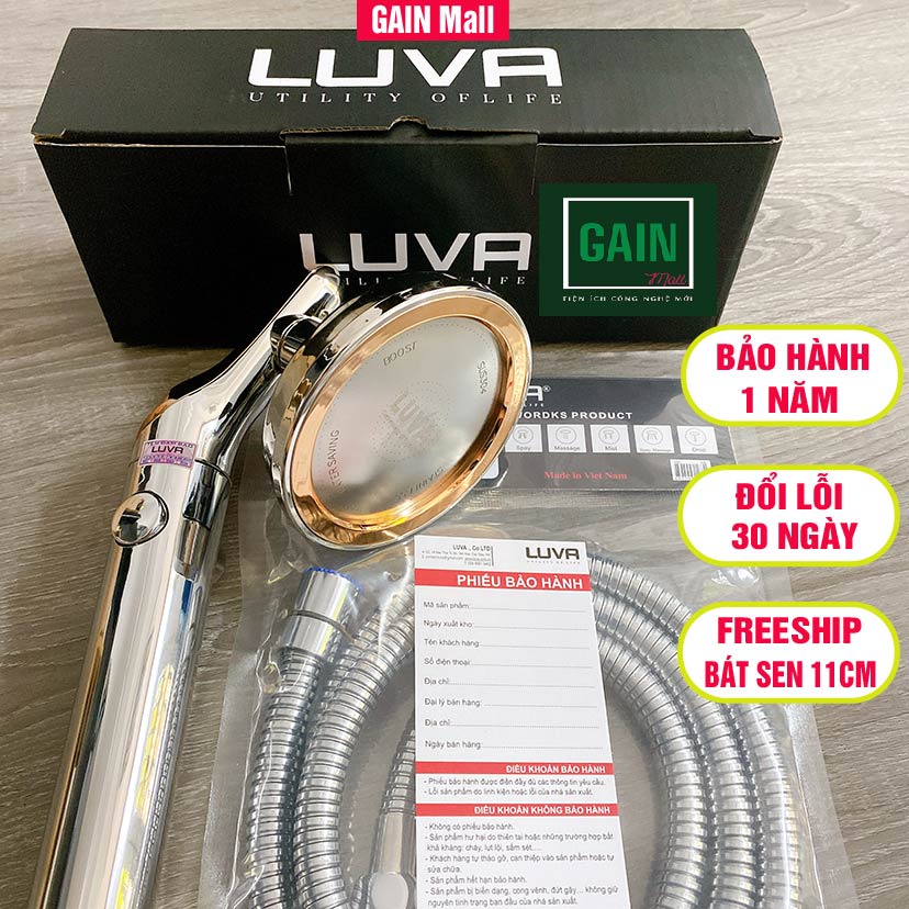 Combo vòi hoa sen Luva VS6 kèm dây sen Luva dài 1.5m BH 1 năm đổi lỗi 30 ngày, lõi đồng, inox 304