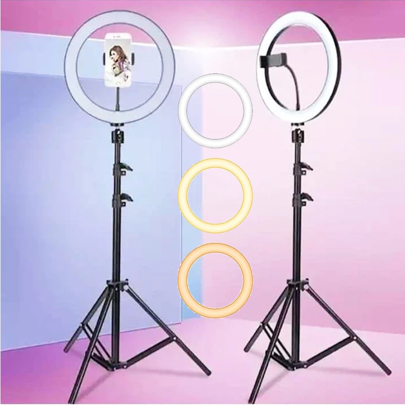 Đèn Livestream 33cm - Quay Video Tiktok - Trang Điểm - Kèm Chân Đèn Livestream Để Bàn Hoặc Chân Đèn Cao - Bảo Hành 6T