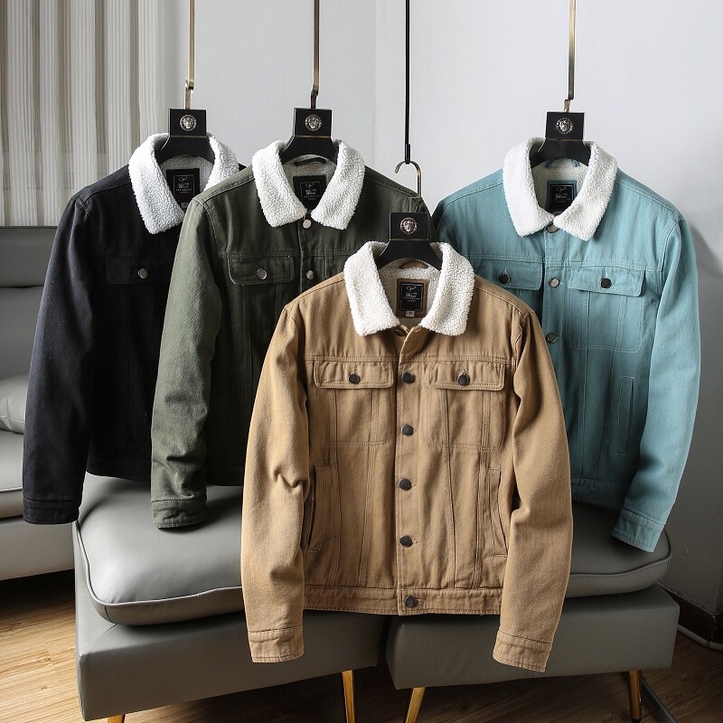 Áo Khoác Denim Lót Lông Unisex