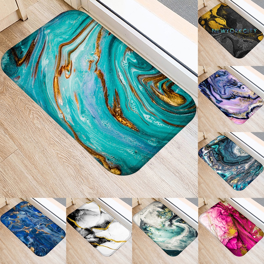 Thảm lót sàn Chống Trượt Thấm Hút Tốt In Họa Tiết Đá Cẩm Thạch Nhiều Màu Sắc