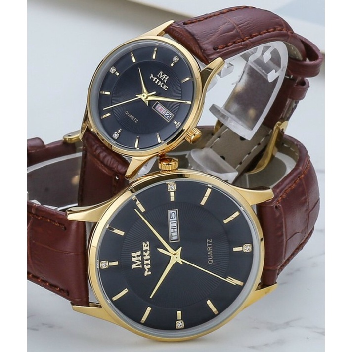 Đồng hồ nam nữ, đồng hồ cặp đôi chính hãng Mike 8390 dây da mặt tròn, chống nước, bảo hành 12 tháng