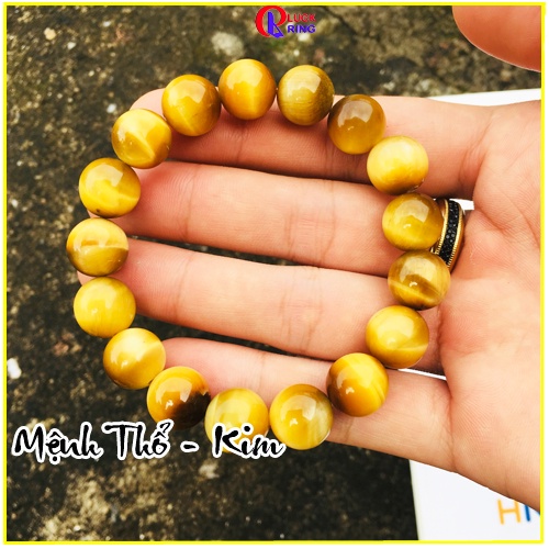 Vòng tay đá phong thủy đeo tay nam nữ Mệnh Thổ Kim tặng kèm Dây và Hạt dự phòng đem lại May Mắn - Luck Ring