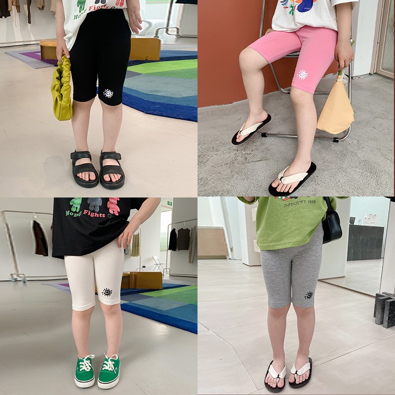 Quần legging short hoạ tiết mặt trời chất thun cotton cho bé Q799