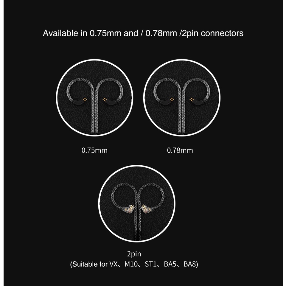 Dây Cáp Nối Dài Tai Nghe 0.75 / 0.78mm 2Pin 3.5mm TRN ST1 VX STM M10 V90S MT1