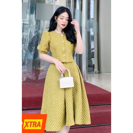Đầm dự tiệc đi chơi xuân gấm sang chảnh Spring Dress