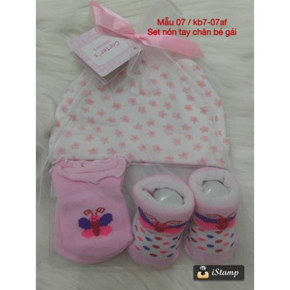 SET NÓN BAO TAY BAO CHÂN SƠ SINH - COMBO NÓN GĂNG TAY VỚ / TẤT SƠ SINH - BỘ 3 MÓN SƠ SINH - ĐỒ DÙNG SƠ SINH
