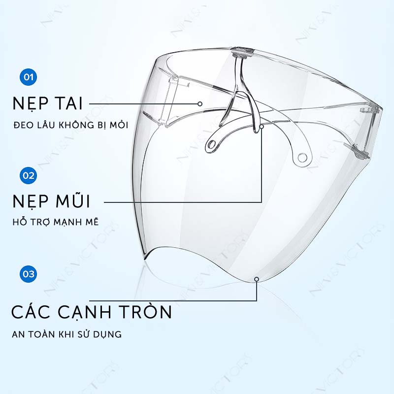 Kính Bảo Hộ Thời Trang Full Face Shield Chống Giọt Bắn, Chống Bụi,Chống Tia UV Bảo Vệ Mắt