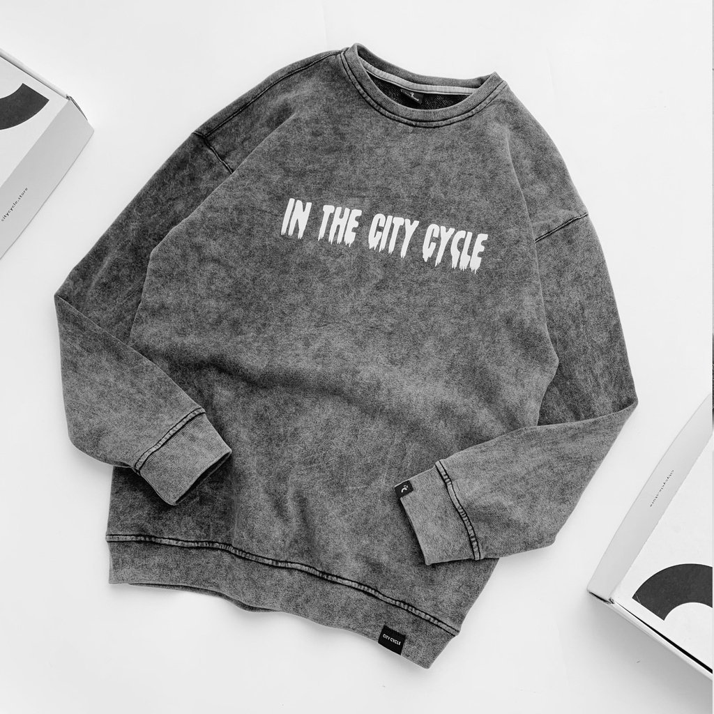 Áo sweater local brand Acid in the City Cycle nỉ cua loang form rộng oversize unisex