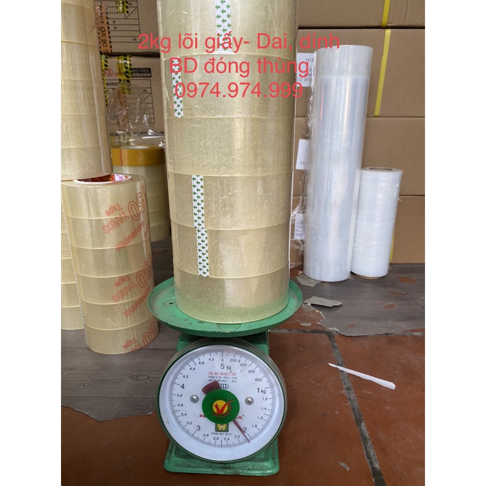 CÂY BĂNG DÍNH 2kg/cây (6 cuộn/cây) 60mic. LÕI SIÊU MỎNG, SIÊU TIẾT KIỆM-LÕI GIẤY NHẸ HƠN LÕI NHỰA DO ĐÓ NHIỀU BĂNG DÍNH