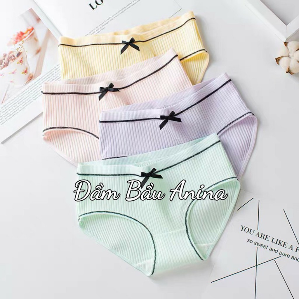 Quần Lót NỮ chất Cotton tăm phối nơ xinh xắn dễ thương QL009