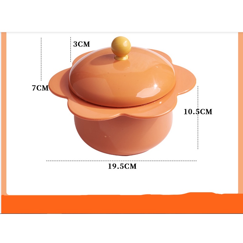 Bát úp mì - Bát ăn mì tôm inox 2 lớp cách nhiệt hình bông hoa có nắp đậy