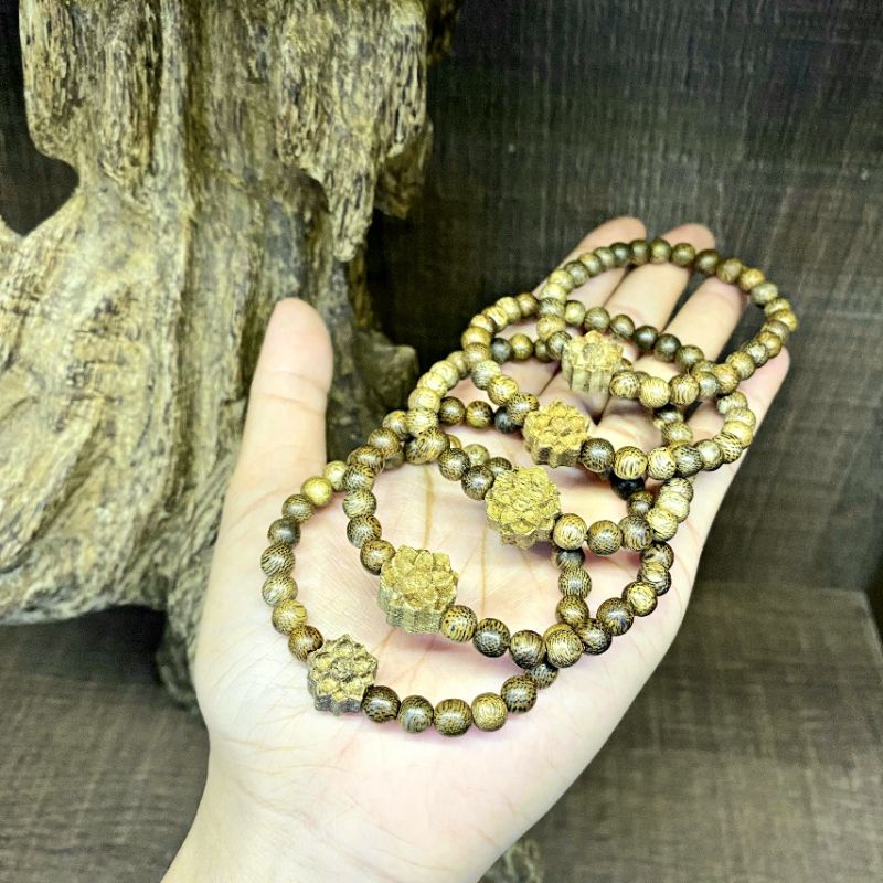 Vòng Trầm Hương Mix Hoa Sen Trầm Tốc Tự Nhiên N22