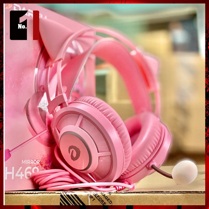 Tai Nghe Mèo Headphone Gaming Chụp Tai DAREU EH469 Màu Hồng Led RGB Tai Nghe Game Thủ Có Mic Máy Vi Tính Laptop Pc