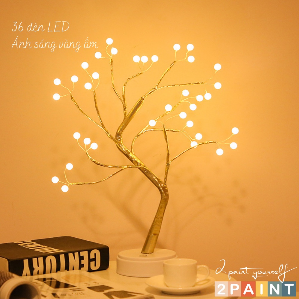 Đèn ngủ để bàn, đèn LED trang trí phòng ngủ hình cây decor (dùng Pin hoặc USB) 2PAINT