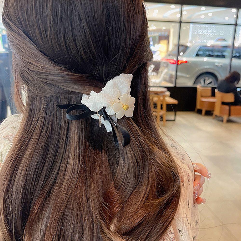 Dây Buộc Tóc Đính Nơ Họa Tiết Hoa Phong Cách Hàn Quốc Cổ Điển VANES1