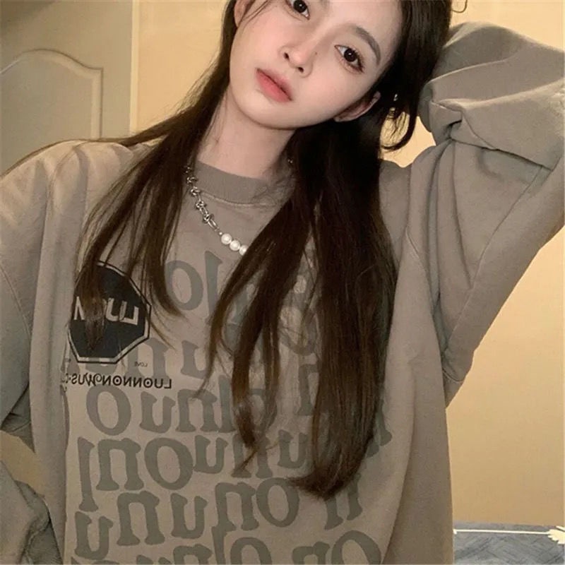 Áo Len Cotton Tay Dài Cổ Tròn Dáng Rộng Phong Cách Hàn Quốc Thời Trang Thu Đông Cho Nữ | BigBuy360 - bigbuy360.vn