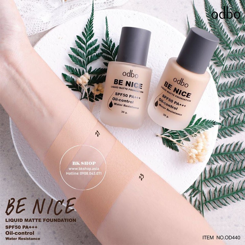 KEM NỀN SIÊU LÌ VÀ KIỀM DẦU ODBO BE NICE SPF50 30ML CHÍNH HÃNG - 8408