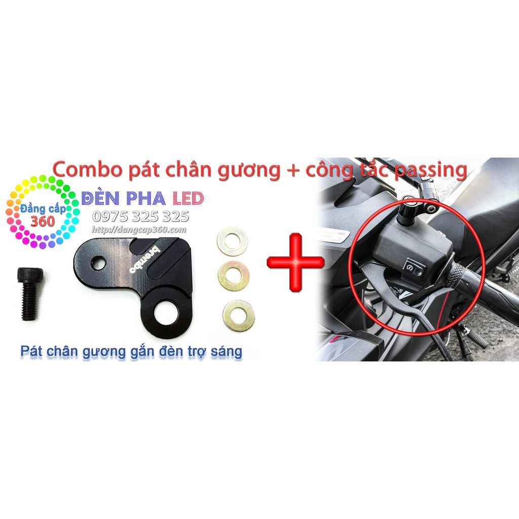 Combo Pát CNC chân gương L4 + Công tắc passing