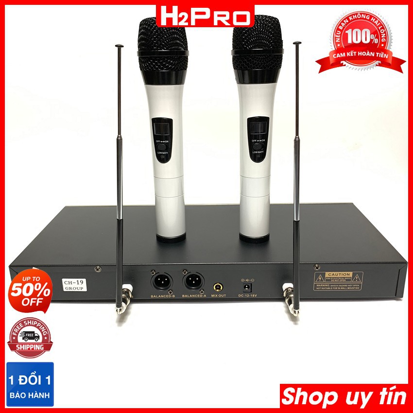 Bộ 2 Micro karaoke không dây Shure U-8809, Micro karaoke không dây cao cấp tặng 2 chống lăn mic và 2 cặp pin giá 39K