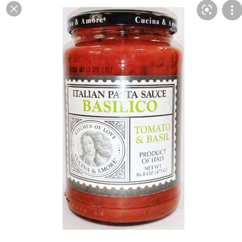 Sốt mì ý cà chua và húng quế/cà chua và phô mai Basilico cucina hũ 475G
