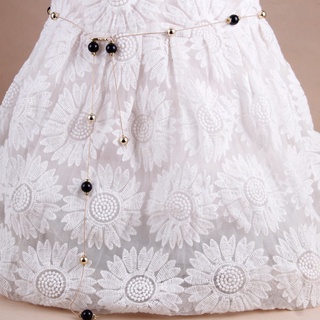 Đai váy dây lưng chuỗi ngọc, thắt lưng hợp kim nữ