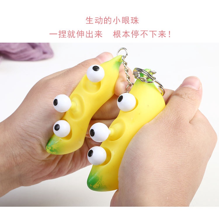 Móc khoá squishy gudetama quả chuối bóp ra mắt trố - Móc khóa hình trái chuối siêu đẹp E727