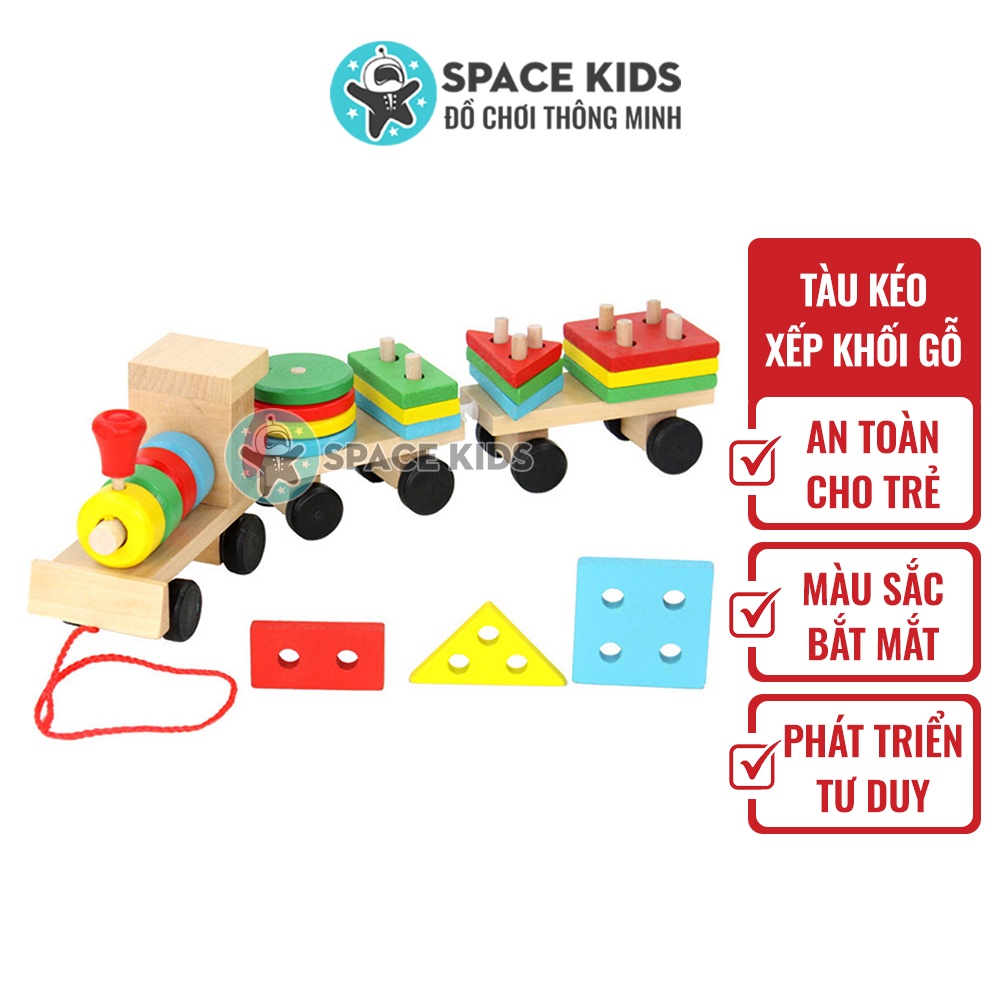 Đồ chơi gỗ cho bé Space Kids 👶 Đoàn tàu hỏa gỗ thả hình khối nhiều màu sắc cho bé phát triển trí tuệ