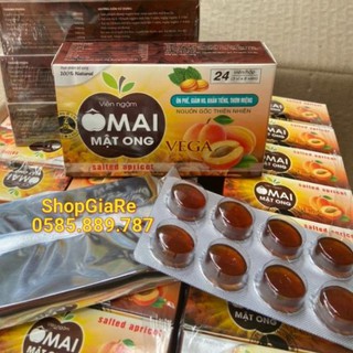 Viên Ngậm Ô Mai Mật ong chứa chanh đào chanh gừng giảm ho, giảm đau rát cổ họng, bị khản tiếng hộp 24 viên