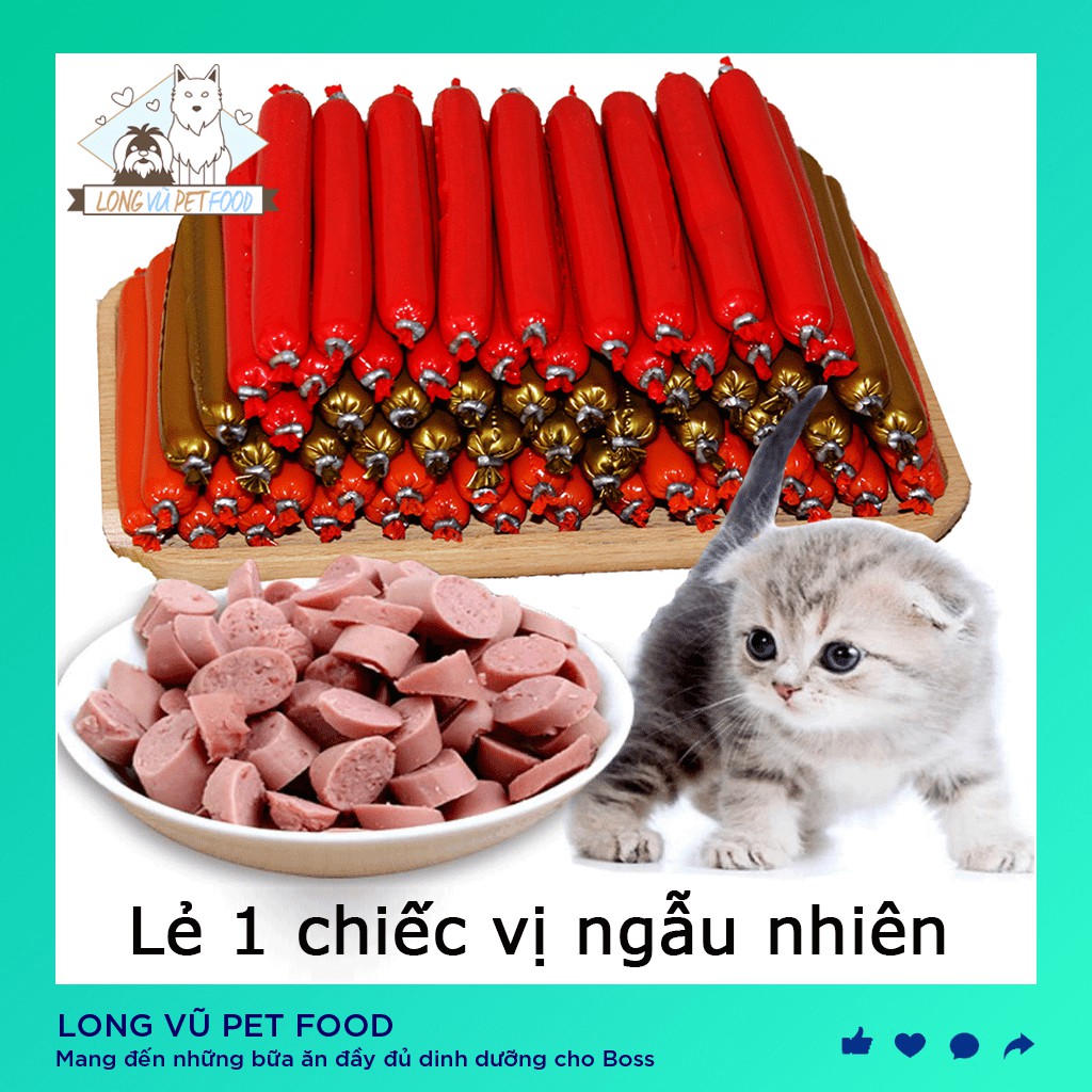 Xúc xích cho chó mèo 1 chiếc 15g - Long Vũ Pet Food