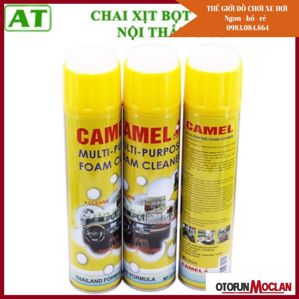 Chai Xịt Bọt Đa Năng Vệ Sinh Ghế Da Nội Thất Ô Tô Foam Cleaner Màu Vàng 650ml camel hương chanh