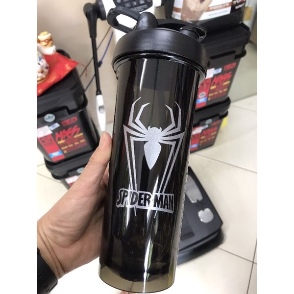 SHAKER SIÊU ANH HÙNG 800ML - BÌNH LẮC CÓ LÒ XO TIỆN LỢI