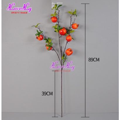 Hoa Giả - Cành Lựu giả 7 trái cành dài 90cm trang trí Tết nhà cửa sang trọng hút tài lộc