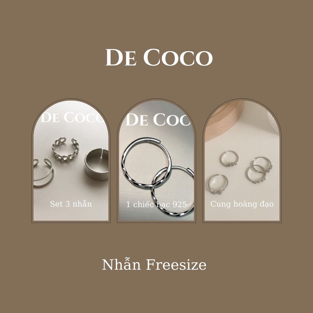 Nhẫn nữ màu bạc freesize De Coco