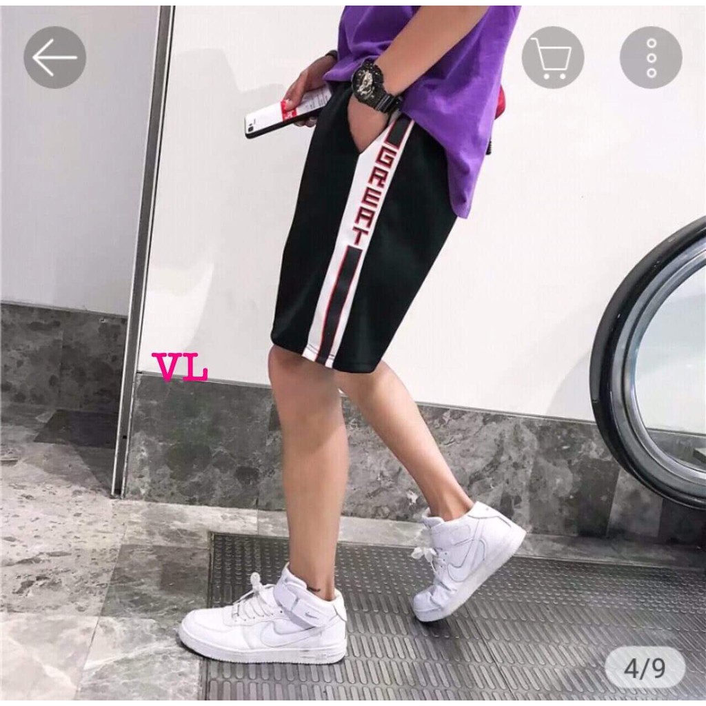 Quần đùi nam thể thao phối sọc chữ BLA2402 | BigBuy360 - bigbuy360.vn