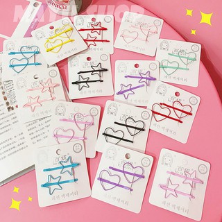 Kẹp tóc hình trái tim Cặp ngôi sao nhiều màu cute (giá 1 đôi)