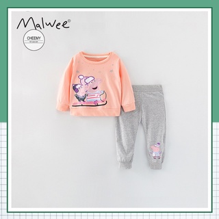 Bộ quần áo đồ bộ bé gái cotton dài tay heo peppa