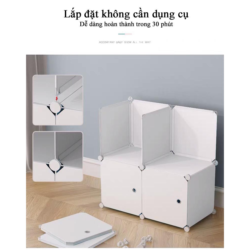 Tủ nhựa ghép 6 ô + 1 ô lẻ full màu hồng nhạt size to sâu 47 -Bảo hành 1 năm 1 đổi 1 (chọn kiểu theo phân loại)