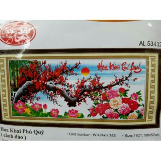 Tranh thêu 3d hoa đào 53432
