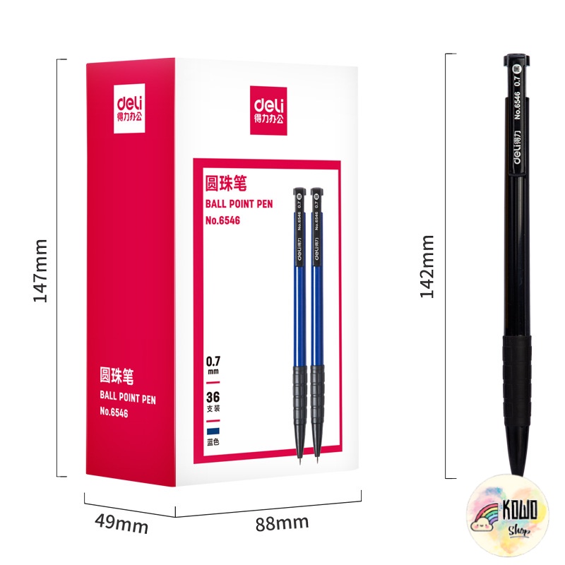 Bút Bi Deli 6546 Chống Trượt Chắc Chắn Ngòi 0.7mm Cao Cấp BB4