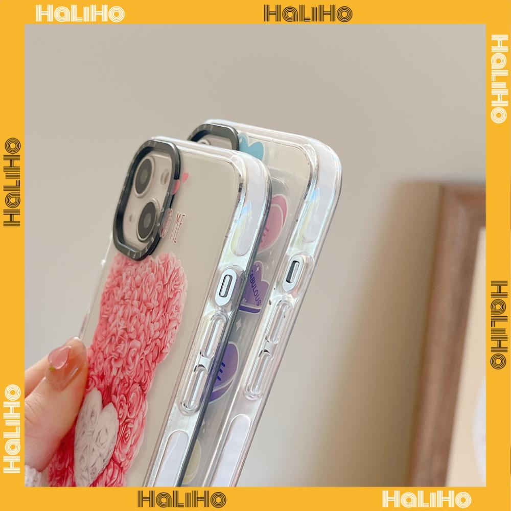 iPhone Case Silicone Soft Case Clear Case Thickened Shockproof Protection Camera Love Bear Cute Compatible For iPhone 11 iPhone 13 Pro Max iPhone 12 Pro Max iPhone 7 Plus iPhone xr