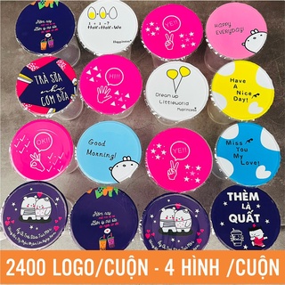 Cuộn màng ép ly nhựa, màng ép ly in sẵn, màng ép ly trà sữa, màng dập cốc in sẵn 1 cuộn dập 2400 cốc
