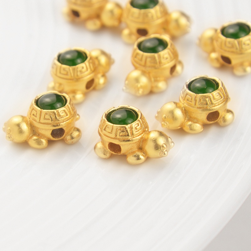 Phụ Kiện Trang Sức Vòng Đeo Tay Hình Rùa May Mắn Màu Vàng Đồng Kiểu Nepal diy