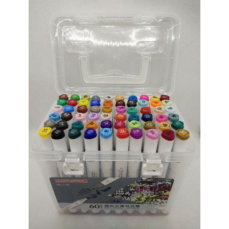 Bút lông 2 đầu marker , bút lông mỹ thuật cao cấp . Hộp 60 màu