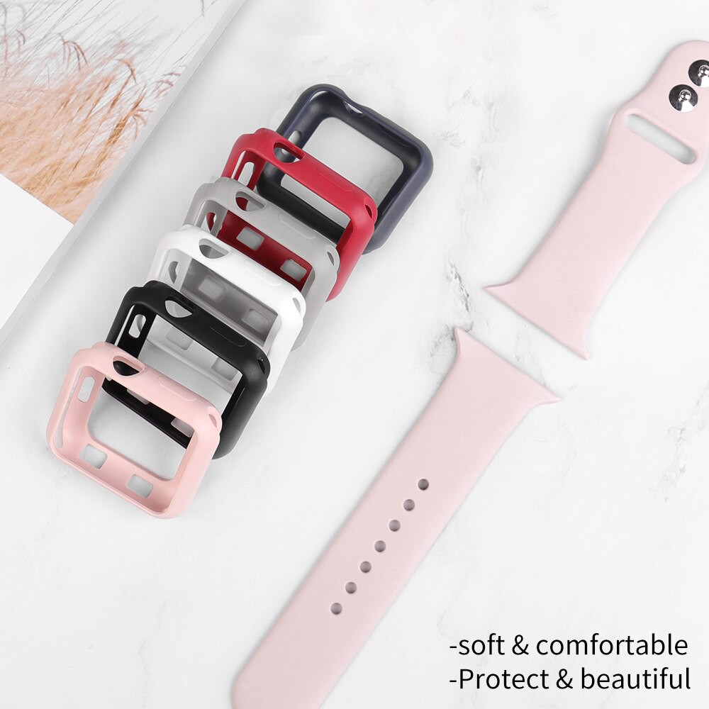 Ốp bảo vệ đồng hồ bằng silicon mềm nhiều màu cho Apple Watch iWatch Series 5/4/3/2/1 38mm 40mm 42mm 44mm