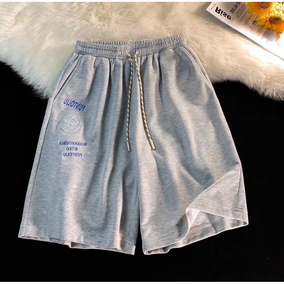 Quần Short Thể Thao Dây Rút In Chữ Plus Size Phong Cách Hàn Quốc Cho Nam
