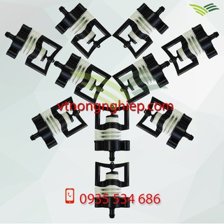 10 Béc tưới bs5000 pro bù áp 90 lit/h+ nối đen 17 ra tio 5ly