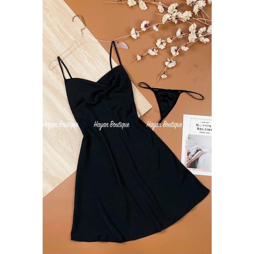 Váy ngủ sexy nữ 2 dây cổ đổ cao cấp, đầm ngủ mặc nhà gợi cảm QCCC #HT156