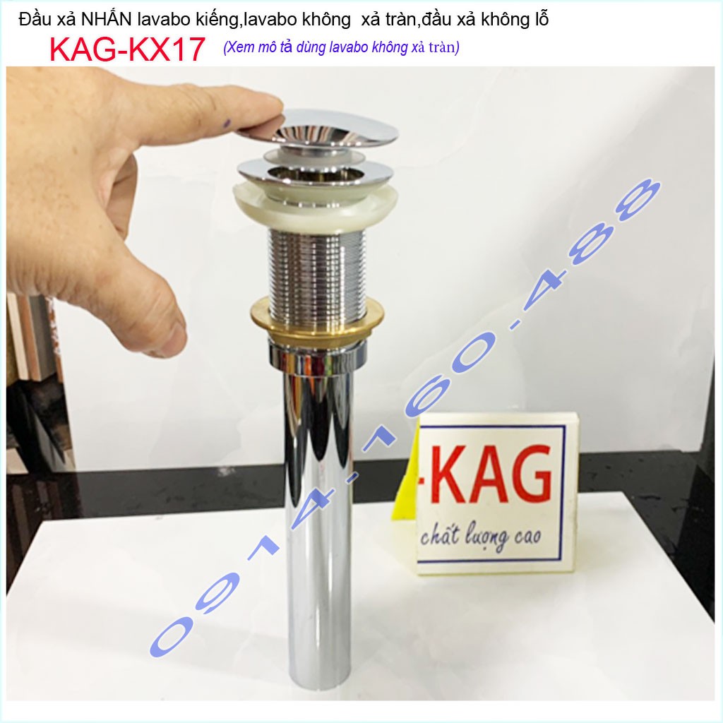 Ống xả ấn tay lavabo KAG-KX21 , đầu xả nhấn chậu rửa mặt inox dày thoát nước nhanh sử dụng tốt