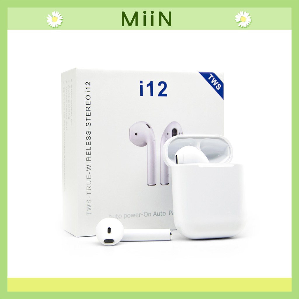 Tai nghe bluetooth - Tai nghe bluetooth không dây airpod i12 airpods i12s TWS có phụ kiện chính hãng Miin Case