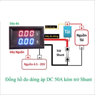 Đồng hồ đo dòng DC 100A - 50A trở Shunt